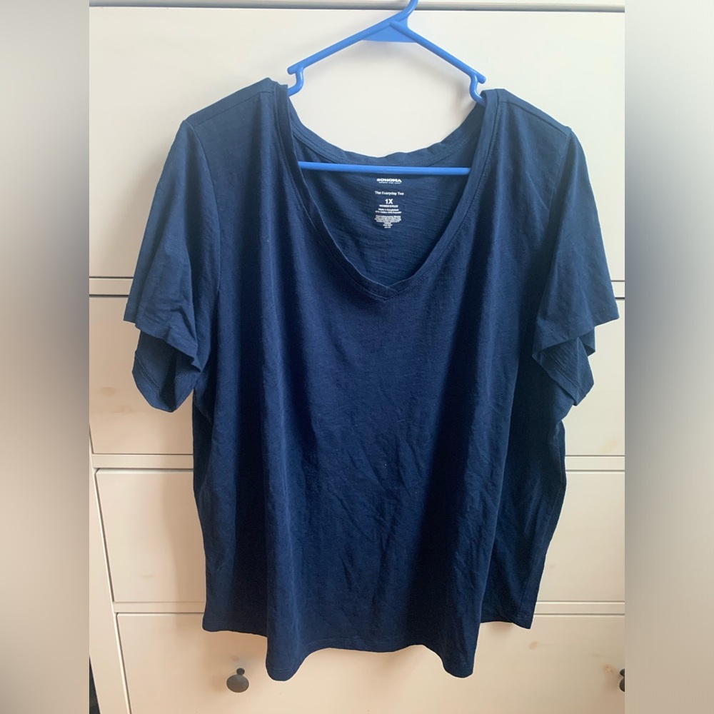 Women’s Sonoma Navy Blue Goods For Life Everyday V-Neck Tee. Size 1X